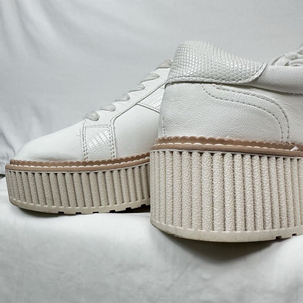 Dolce Vita Women's 8.5 Tiger Lace-Up Platform Sneakers White Leather - Picture 4 of 11